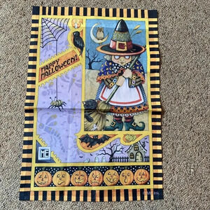 Vintage Jetmax Best Witch Happy Halloween Fabric Wall Hanging HauntedHouse Decor